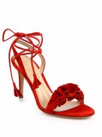 Gianvito Rossi Ruffle Suede Ankle-Wrap Sandals at Saks Fifth Avenue